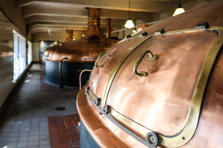 Pilsen, Czech Republic - May 3, 2024: Beer brewery Pilsner Urquell bottling plant and factory in Plzen, Czech Republicのeditorial素材