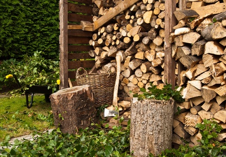 Log Store and Chopped Branchesの写真素材