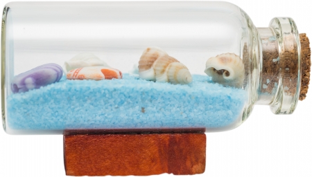 Shells In A Bottle Isolated On Whiteの写真素材