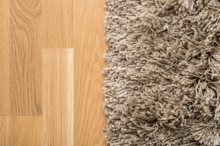 Fluffy Carpet On Laminate Floorの写真素材