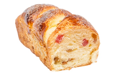 Romanian Cake On A White Background  Cozonac is a traditional Romanian, Bulgarian, Macedonian and Albanian sweet bread cooked on the major holidays  Easter and Christmas  の写真素材