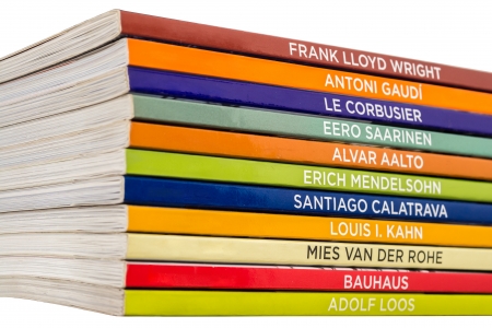 Books About The Most Famous Architects Isolated On Whiteのeditorial素材