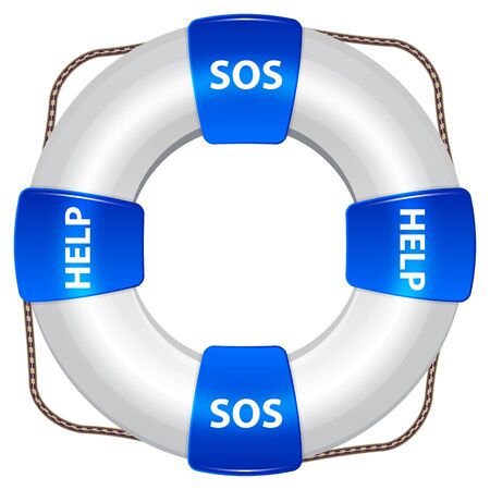 Blue Life Preserver With Rescue Wordsの写真素材
