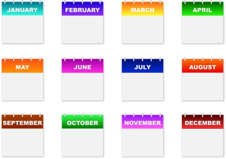 Monthly Calendar Icons On A White Backgroundのイラスト素材