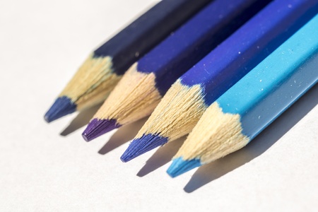 Closeup Of Cold Colored Crayons  The Color Blue Is Found In All Cold Colorsの写真素材