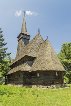 Life-Size Replica Of A Traditional Wooden Church From Maramures County, Romaniaの写真素材