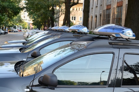 Police Cars In A Rowの写真素材