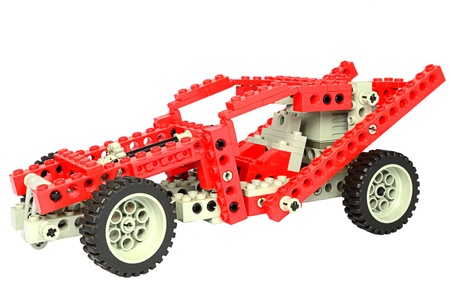 Lego Race Car Isolated On Whiteのeditorial素材