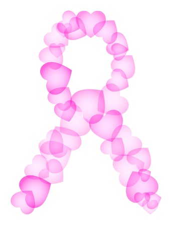 Breast Cancer Awareness Ribbon Made Of Pink Heartsのイラスト素材