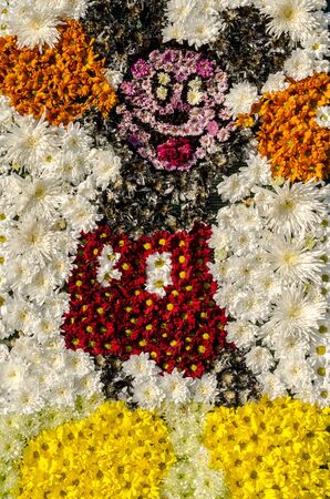 Mickey Mouse Flower Bed In The Botanical Garden Of Bucharest, Romaniaのeditorial素材