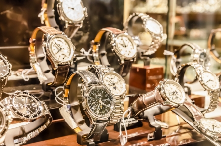 Luxurious Watches In A Store Standのeditorial素材