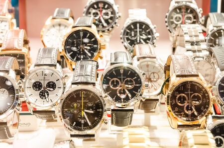 Very Expensive Luxurious Watches In A Store Standのeditorial素材