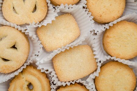 Different Biscuits With Sugar In A Boxの写真素材