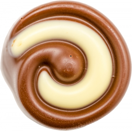 Spiral Shaped Chocolate Candy Isolated On Whiteの写真素材