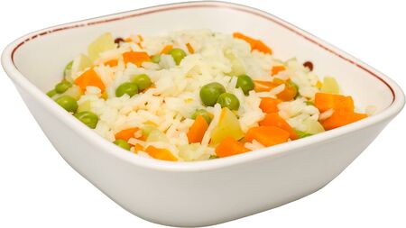 Healthy Food  Boiled Rice With Carrots And Peasの写真素材