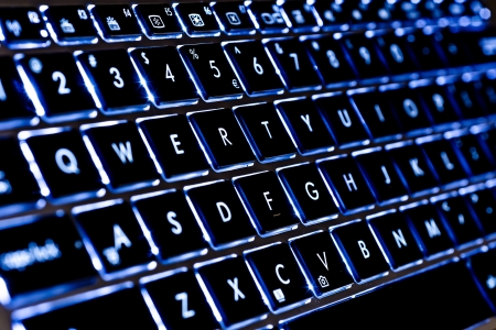Blue Qwerty Illuminated Notebook Keyboardの写真素材