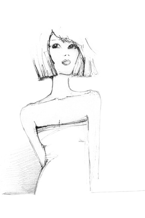 Hand Drawn Illustration Of A Girlの写真素材