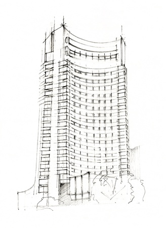 Hand Made Sketch Of A Modern Hotelの写真素材