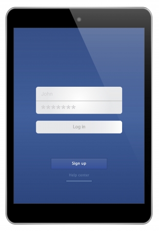 Mini Business Tablet With Log In To Social Websiteのイラスト素材