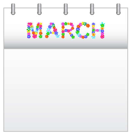 Spring Flowers Calendar Marchのイラスト素材