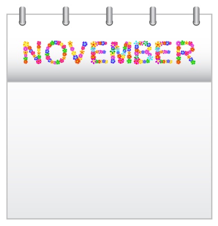 Spring Flowers Calendar Novemberのイラスト素材