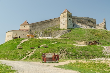 RASNOV, ROMANIA - APRIL 28: Rasnov Citadel on April 28, 2013 in Rasnov, Romania. The medieval citadel of today is considered to be built between 1211 and 1225.のeditorial素材