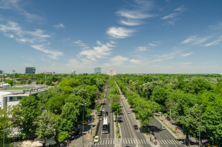 BUCHAREST, ROMANIA - MAY 12: The House of the Free Press Square on May 12, 2013 in Bucharest, Romania. It is a building in northern Bucharest, the tallest in the city between 1956 and 2007.のeditorial素材