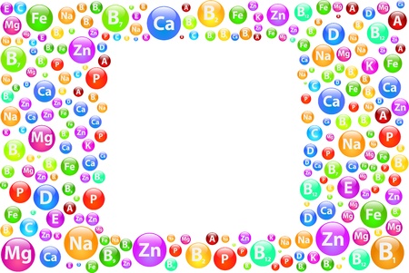 Vitamins And Minerals Background Square Frameのイラスト素材
