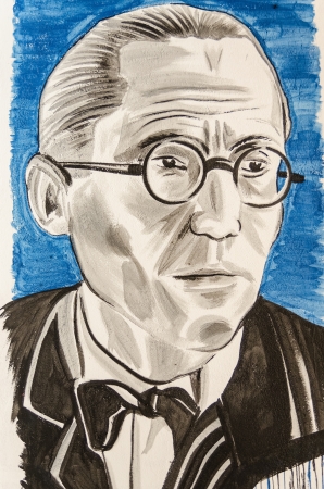 BUCHAREST, ROMANIA - JUNE 16: Le Corbusier Graffiti on June 16, 2013 in Bucharest, Romania. Charles-Edouard Jeanneret-Gris was an architect, designer, painter, urban planner and writer.のeditorial素材
