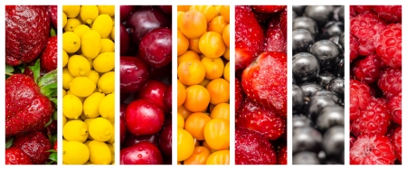 Fresh Healthy Summer Fruits Collection Collage Setの写真素材