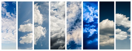 Collage Made From Many Photos With Blue Sky And Cloudsの写真素材