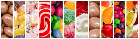 Delicious Sweets Background Collage With Candies, Cookies And Other Confectioneryの写真素材