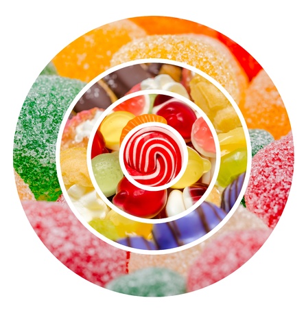 Delicious Sweets Background Collage With Candies, Cookies And Other Confectioneryの写真素材