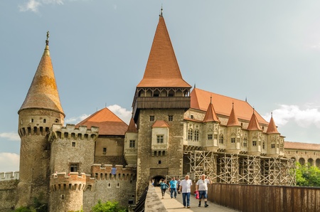 HUNEDOARA, ROMANIA - AUGUST 25  Corvin Castle on August 25, 2013 in Hunedoara, Romania  It is a...