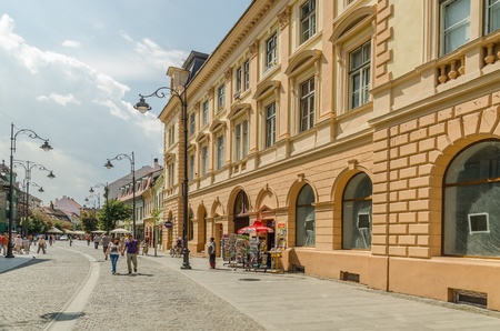 SIBIU, ROMANIA - AUGUST 26  The Main Square on August 26, 2013 in Sibiu, Romania  Sibiu is one of the most important cultural centers of Romania and was the European Capital of Culture in 2007 のeditorial素材
