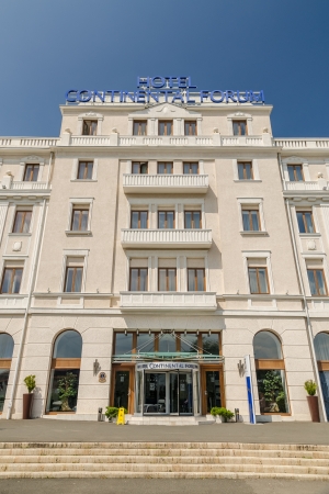 SIBIU, ROMANIA - AUGUST 26  Hotel Continental on August 26, 2013 in Sibiu, Romania  It is a four stars hotel building located downtown Sibiu and has 13 floors and a surface of 16,000 sqm のeditorial素材