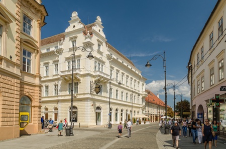 SIBIU, ROMANIA - AUGUST 26  The Main Square on August 26, 2013 in Sibiu, Romania  Sibiu is one of the most important cultural centers of Romania and was the European Capital of Culture in 2007 のeditorial素材