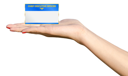 Woman Hand Offering A Promotion To Chief Executive Officer Jobの写真素材
