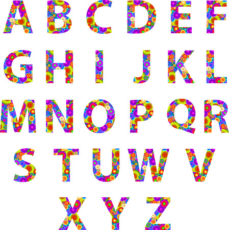 Alphabet Letters With Retro Disco Circles Textureのイラスト素材