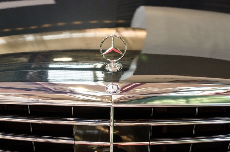 BUCHAREST, ROMANIA - OCTOBER 11  Mercedes Benz Sign on October 11, 2013 in Bucharest, Romania  Multinational division of the German manufacturer Daimler AG the brand is used for luxury automobiles のeditorial素材