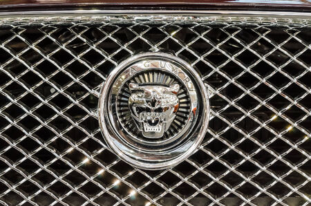 BUCHAREST, ROMANIA - OCTOBER 11  Jaguar Sign on October 11, 2013 in Bucharest, Romania  Founded in 1922 it is a British multinational luxury car manufacturer headquartered in Coventry, England のeditorial素材