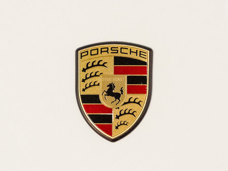 BUCHAREST, ROMANIA - OCTOBER 11  Porsche Sign on October 11, 2013 in Bucharest, Romania  Ferdinand Porsche founded the company in 1931 with main offices in the centre of Stuttgart のeditorial素材