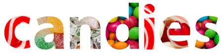 Candies Word Made Of Colorful Delicious Sweetsの写真素材