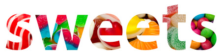 Sweets Word Made Of Colorful Delicious Candyの写真素材