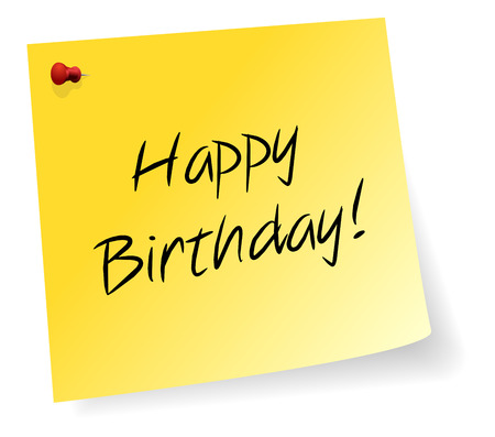 Yellow Sticky Note With Happy Birthday Anniversary Messageのイラスト素材
