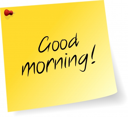 Yellow Sticky Note With Good Morning Messageのイラスト素材