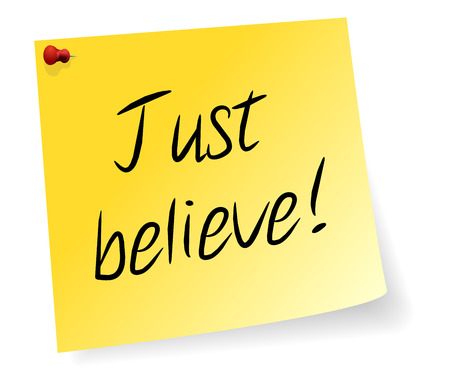Yellow Sticky Note With Just Believe Messageのイラスト素材
