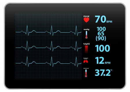 Modern Electrocardiogram Monitor Device Displayのイラスト素材