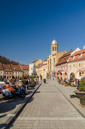 BRASOV, ROMANIA - NOVEMBER 02  Council Town Square on November 02, 2013 in Brasov, Romania  It has been the place for annual markets since 1364 being visited by merchants from the country and abroad のeditorial素材