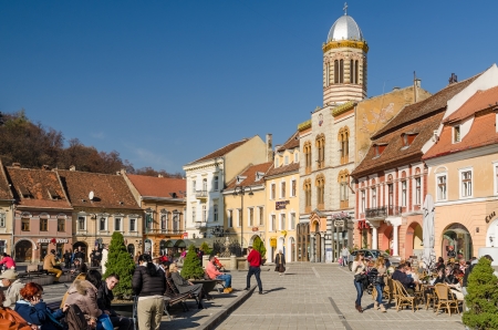 BRASOV, ROMANIA - NOVEMBER 02  Council Town Square on November 02, 2013 in Brasov, Romania  It has been the place for annual markets since 1364 being visited by merchants from the country and abroad のeditorial素材